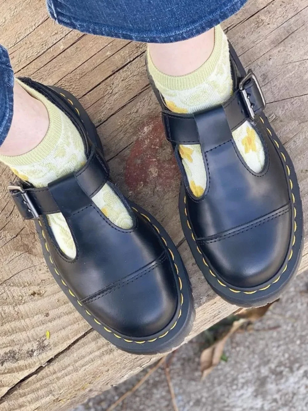 Dr. Martens Bethan Polished Smooth Leather Platform Mary Jane Shoes 7 Classic